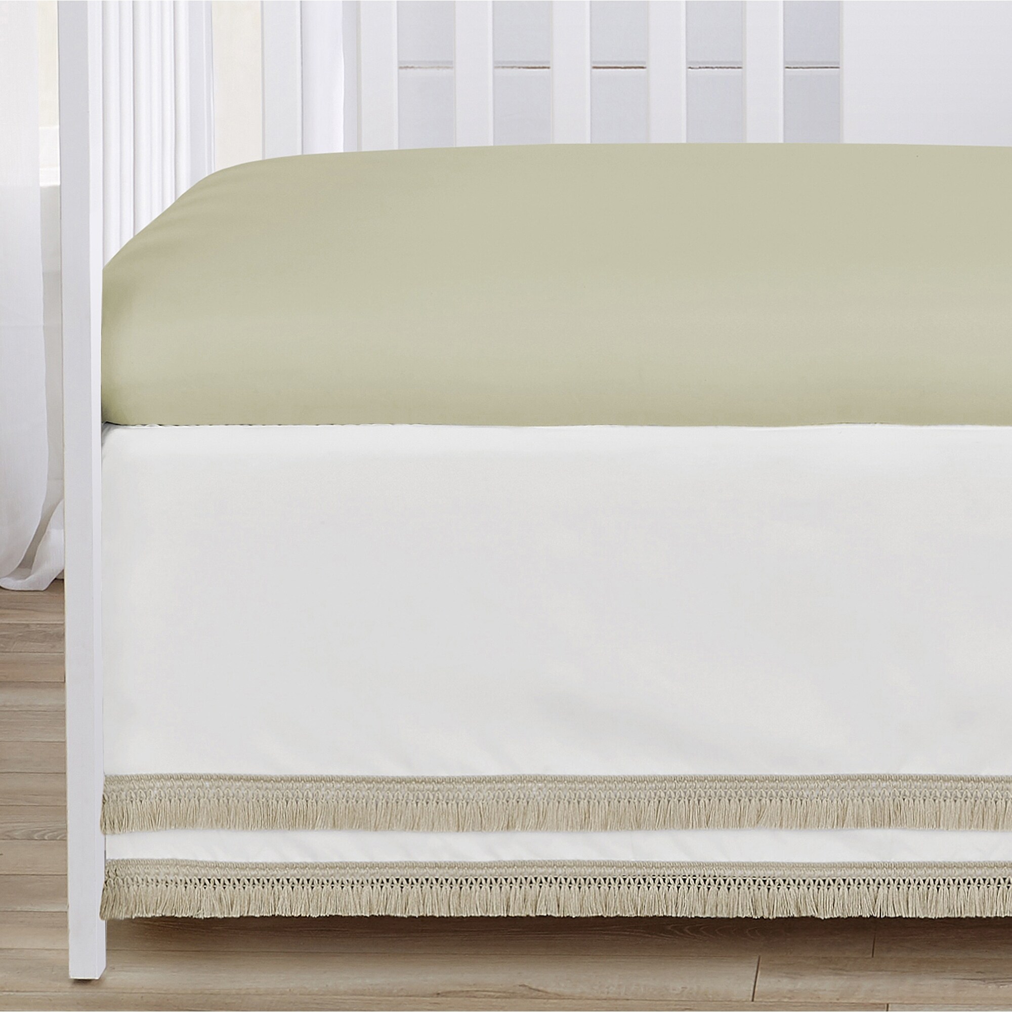 Sweet Jojo Designs Boho Floral Garden Flower Girl Baby Crib Bedding Set Infant Nursery Blanket Fitted Sheet Skirt Sage Green Watercolor Bohemian